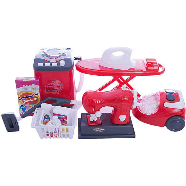 Игровой набор Abtoys Помогаю маме Набор для уборки, стирки и шитья Игровой набор Abtoys Помогаю маме Набор для уборки, стирки и шитьяНаборы для уборки<br>Характеристики товара:<br><br>• возраст: от 3 лет;<br>• материал: пластик;<br>• в комплекте: машинка для шитья, стиральная машинка, пылесос, корзина, средства для стирки 4 шт., доска для глажки белья, утюг;<br>• тип батареек: 6 батареек АА;<br>• наличие батареек: в комплект не входят;<br>• размер упаковки: 40х22х9 см;<br>• вес упаковки: 700 гр.;<br>• страна производитель: Китай.Игровой набор «Помогаю Маме. Набор для уборки, стирки и шитья» Abtoys содержит миниатюрные предметы домашнего обихода, играя с которыми девочка научится правильно обращаться с ними. Маленькая хозяйка сможет погладить утюжком, стирать вещи в стиральной машинке, и даже попробовать себя в роли швеи. Игрушки оснащены световыми и звуковыми эффектами. <br><br>Игровой набор «Помогаю Маме. Набор для уборки, стирки и шитья» Abtoys можно приобрести в нашем интернет-магазине.<br><br>Ширина мм: 400<br>Глубина мм: 90<br>Высота мм: 220<br>Вес г: 700<br>Возраст от месяцев: 36<br>Возраст до месяцев: 120<br>Пол: Женский<br>Возраст: Детский<br>SKU: 7276536