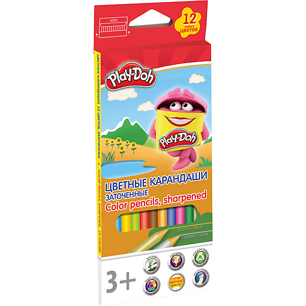 Цветные карандаши Академия Групп Play-Doh, 12 цветов Цветные карандаши Академия Групп Play-Doh, 12 цветовЦветные<br>Характеристики:<br><br>• цветные карандаши для детского творчества;<br>• количество в наборе: 12 шт.;<br>• тип карандашей: трехгранные;<br>• диаметр грифеля: 3 мм;<br>• длина: 17,8 см;<br>• материал: розовое дерево;<br>• логотип: тиснение «золотом»;<br>• размер упаковки: 21,2х8,7х0,9 см;<br>• вес: 100 г.<br><br>Цветные карандаши позволяют малышу изображать на бумаге свои фантазии, воспроизводить увиденное, совершенствовать художественные навыки. Трехгранная форма корпуса прививает навык правильно держать пишущий инструмент.<br><br>Цветные карандаши, 12 шт 12 цв. Play-Doh можно купить в нашем интернет-магазине.<br><br>Ширина мм: 9<br>Глубина мм: 87<br>Высота мм: 212<br>Вес г: 100<br>Возраст от месяцев: 36<br>Возраст до месяцев: 72<br>Пол: Унисекс<br>Возраст: Детский<br>SKU: 7319927