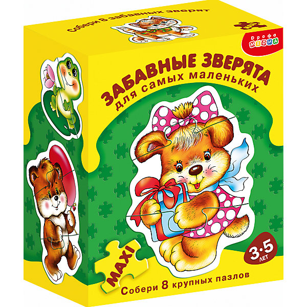ДСМ.Забавные зверята ДСМ.Забавные зверятаПазлы для малышей<br>Игра прекрасно подходит для первого знакомства малыша с мозаикой, способствует формированию навыка соединения целого изображения из двух-трёх элементов. В игре набор из восьми персонажей, состоящих из крупных деталей, которые соединяются с помощью пазлового замка. Игры этой серии помогают в развитии зрительного восприятия,<br>мелкой моторики и координации движений рук, наглядно-образного мышления, памяти и внимания.<br>Возраст: 3—5 лет.<br><br>Ширина мм: 155<br>Глубина мм: 180<br>Высота мм: 85<br>Вес г: 185<br>Возраст от месяцев: 36<br>Возраст до месяцев: 2147483647<br>Пол: Унисекс<br>Возраст: Детский<br>SKU: 7323566