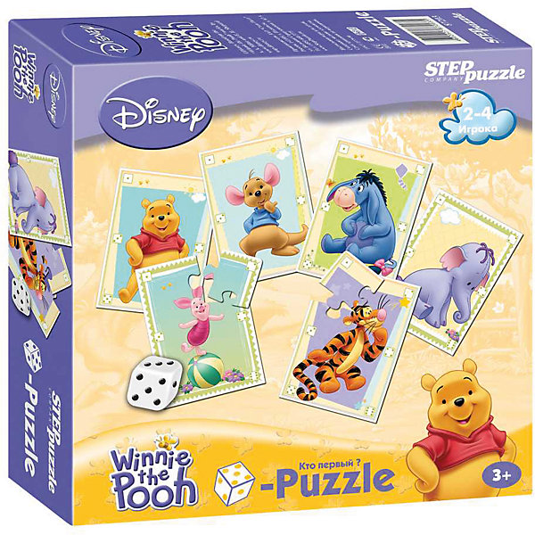 Пазл-игра Step Puzzle Кубик-Puzzle Disney Медвежонок Винни Пазл-игра Step Puzzle Кубик-Puzzle Disney Медвежонок ВинниПазлы для малышей<br>Характеристики товара:<br><br>• возраст: от 3 лет;<br>• количество деталей: 36 шт.;<br>• комплект: 6 пазлов по 6 элементов, игральный кубик;<br>• материал: картон;<br>• размер упаковки: 20x20x5 см.;<br>• упаковка: картонная коробка;<br>• бренд, страна производства: STEP puzzle, Россия.<br> <br>Настольная игра-пазл «Медвежонок Винни» включает в себя 6 пазлов по 6 элементов каждый, а также игральный кубик. Игра с таким пазлом поможет ребенку в развитии логического мышления, воображения, памяти и мелкой моторики рук.<br><br>Данный пазл порадует ребенка известными персонажами Диснея - Винни-Пуха и его друзей. Персонажи будут изображены на маленьких карточках, каждую из которых предстоит собрать. Собирать пазл надо будет быстрее всех, но при этом пользоваться игральным кубиком. <br><br>Все карточки в наборе сделаны из плотного картона. Игра обязательно привлечет к себе внимание своими яркими картинками.<br><br>Настольную игру-пазл «Медвежонок Винни», 36 деталей, STEP puzzle можно купить в нашем интернет-магазине.<br><br>Ширина мм: 200<br>Глубина мм: 200<br>Высота мм: 50<br>Вес г: 340<br>Возраст от месяцев: 36<br>Возраст до месяцев: 2147483647<br>Пол: Унисекс<br>Возраст: Детский<br>SKU: 7338396
