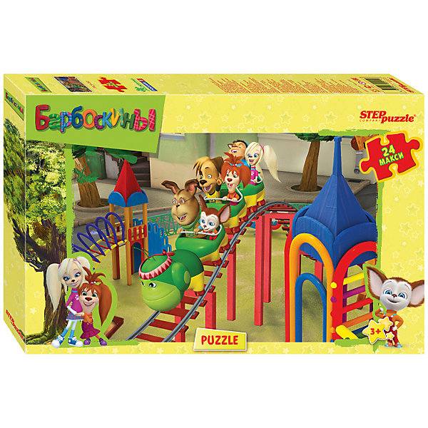 Пазл Maxi Step Puzzle Барбоскины, 24 элемента Пазл Maxi Step Puzzle Барбоскины, 24 элементаПазлы для малышей<br>Характеристики товара:<br><br>• возраст: от 3 лет;<br>• количество элементов: 24;<br>• материал: картон;<br>• размер собранного пазла: 50х34,5 см;<br>• упаковка: картонная коробка;<br>• размер упаковки: 38х25х5 см;<br>• бренд, страна производства: STEP puzzle, Россия.<br><br>Макси-пазл «Барбоскины» состоит из 24 крупных и ярких элементов, которые образуют чудесную картинку с изображением любимых героев одноименного мультфильма. <br><br>Пазл упакован в картонную коробку с изображением основной картинки, на которую удобно ориентироваться при сборке. Большие детали позволяют самостоятельно собирать картинку даже маленьким детям.<br><br>Пазл сделан из прочных и качественных, нетоксичных и гипоаллергенных материалов. Собирая пазл, ребенок будет развивать концентрацию внимания, память, визуальное восприятие, логическое мышление и мелкую моторику рук.<br><br>Макси-пазл «Барбоскины», 24 элемента можно купить в нашем интернет-магазине.<br><br>Ширина мм: 375<br>Глубина мм: 245<br>Высота мм: 40<br>Вес г: 658<br>Возраст от месяцев: 36<br>Возраст до месяцев: 2147483647<br>Пол: Унисекс<br>Возраст: Детский<br>SKU: 7338423