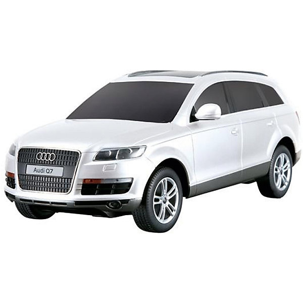 Радиоуправляемая машинка Rastar Audi Q7 1:24, белая Радиоуправляемая машинка Rastar Audi Q7 1:24, белаяРадиоуправляемые машины<br>Характеристики:<br><br>• возраст: от 3 лет:<br>• материал: металл, пластик;<br>• масштаб: 1:24;<br>• максимальная скорость: 7км/ч;<br>• в комплекте: машина, пульт управления;<br>• тип батареек: 5 батареек АА;<br>• наличие батареек: нет в комплекте;<br>• вес упаковки: 470 гр.;<br>• размер упаковки: 28,5х14х12 см;<br>• страна производитель: Китай.<br><br>Радиоуправляемая машинка Rastar Audi Q7 точная копия оригинала. Управление игрушкой осуществляется с помощью удобного пульта, который позволяет ездить ей во все стороны. Корпус машины выполнен из легкого металла с пластиковыми элементами. Крепление частей — винтами.<br><br>Мощные колеса и амортизация приспособлены к езде не только по ровной поверхности дома, но и на улице по асфальту и бугристой дороге, бросая вызов всем препятствиям. Мини автомобиль понравится и детям, и взрослым, особенно тем, кто коллекционирует подобные экземпляры или обладает настоящим Audi Q7.<br><br>Радиоуправляемую машинку Rastar Audi Q7, 1:24 белую можно купить в нашем интернет-магазине.<br><br>Ширина мм: 285<br>Глубина мм: 140<br>Высота мм: 120<br>Вес г: 470<br>Возраст от месяцев: 36<br>Возраст до месяцев: 180<br>Пол: Мужской<br>Возраст: Детский<br>SKU: 7345270