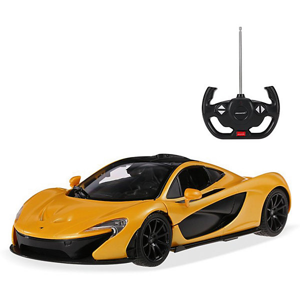 Радиоуправляемая машинка Rastar McLaren P1 1:14, желтая Радиоуправляемая машинка Rastar McLaren P1 1:14, желтаяРадиоуправляемые машины<br>Характеристики:<br><br>• возраст: от 6 лет:<br>• материал: металл, пластик;<br>• масштаб: 1:14;<br>• в комплекте: машина, пульт управления;<br>• тип батареек: 5 батареек АА; 1 батарейка 9V;<br>• наличие батареек: нет в комплекте;<br>• вес упаковки: 1,27 кг.;<br>• размер машины: 32х17х9 см;<br>• размер упаковки: 43х25,5х17,7 см;<br>• страна производитель: Китай.<br><br>Быстрый, мощный, спортивный автомобиль McLaren P1 в копии от Rastar. Управление игрушкой осуществляется с помощью удобного пульта на частоте 27MHz, который позволяет ездить ей во все стороны на расстояние в десятки метров.<br>Мощные колеса и амортизация приспособлены к езде не только по ровной поверхности дома, но и на улице по асфальту и бугристой дороге, бросая вызов всем препятствиям. Авто едет вперед, включаются фары, а когда тормозит или сдает назад — стоп-сигналы. Дверки открываются вручную.<br><br>Мини автомобиль понравится и детям, и взрослым, особенно тем, кто коллекционирует подобные экземпляры.<br><br>Радиоуправляемую машинку Rastar McLaren P1, 1:14 можно купить в нашем интернет-магазине.<br><br>Ширина мм: 430<br>Глубина мм: 255<br>Высота мм: 175<br>Вес г: 1275<br>Возраст от месяцев: 36<br>Возраст до месяцев: 180<br>Пол: Мужской<br>Возраст: Детский<br>SKU: 7345298