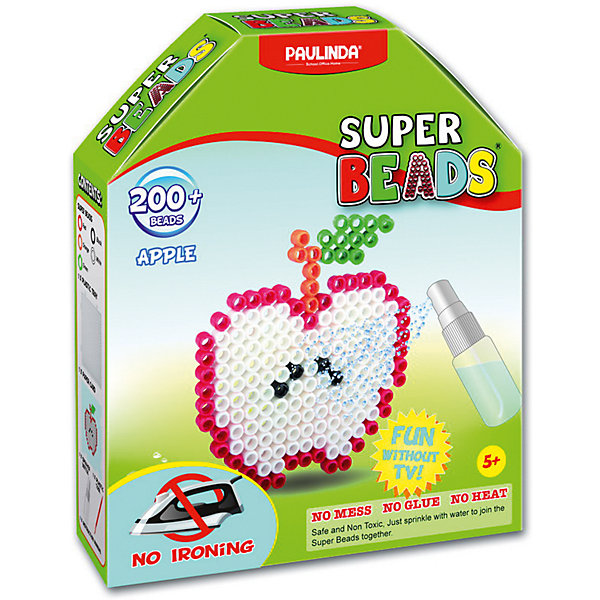 Мозаика Paulinda Super Beads Яблоко Мозаика Paulinda Super Beads ЯблокоМозаика детская<br>Мозаика Яблоко, более 200 деталей. <br>Нанесите детали мозаики на шаблон и опрыскайте водой из пульверизатора<br><br>Комплектация: <br> -1 планшет-основа<br> -1 шаблон<br> -1 инструмент для нанесения деталей<br> -1 пульверизатор для воды<br> - инструкция на русском языке внутри коробки <br><br><br>Дополнительно: <br>Для детей от 5 лет<br>Размер упаковки 14,5х4х17,5см<br>Вес 135 гр. <br>Для работы батарейки не требуются<br>Для склеивания утюг не требуется<br><br>Ширина мм: 145<br>Глубина мм: 40<br>Высота мм: 175<br>Вес г: 135<br>Возраст от месяцев: 60<br>Возраст до месяцев: 120<br>Пол: Унисекс<br>Возраст: Детский<br>SKU: 7345761