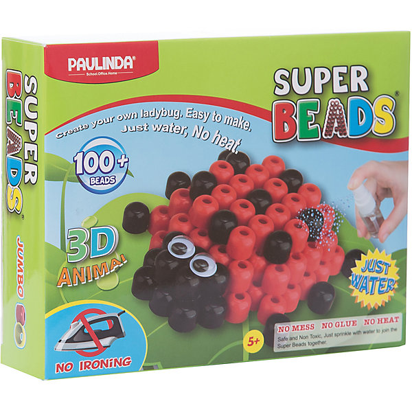 3D мозаика Paulinda Super Beads Божья коровка 3D мозаика Paulinda Super Beads Божья коровкаМозаика детская<br>Характеристики:<br><br>• мозаика – набор для развития мелкой моторики;<br>• детали мозаики выкладываются на шаблон;<br>• готовая конструкция опрыскивается водой из пульверизатора;<br>• детали мозаики склеиваются друг с другом;<br>• получается объемная фигурка;<br>• комплект набора: 1 планшет-основа, пульверизатор для воды, инструмент для работы, более 100 деталей, пара глаз (двигающиеся);<br>• для склеивания утюг не требуется;<br>• материал: пластик;<br>• размер упаковки: 19,2х4,7х15,2 см;<br>• вес: 150 г.<br><br>Набор для детского творчества Paulinda предлагает детям старше 5 лет изготовить объемные фигурки из мозаики. В наборе имеется шаблон, на котором выкладывается аппликация из цветных деталей мозаики. В процессе игры развивается сосредоточенность, внимание, координация движений, цветовосприятие. <br><br>Мозаику 3D «Божья коровка», более 100 деталей, без использования утюга можно купить в нашем интернет-магазине.<br><br>Ширина мм: 192<br>Глубина мм: 47<br>Высота мм: 152<br>Вес г: 150<br>Возраст от месяцев: 60<br>Возраст до месяцев: 120<br>Пол: Унисекс<br>Возраст: Детский<br>SKU: 7345765