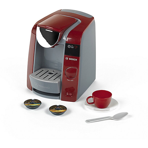 Игрушечная кофемашина Klein Bosch Tassimo Игрушечная кофемашина Klein Bosch TassimoИгрушечная бытовая техника<br>Характеристики товара:<br><br>• в комплекте: кофемашина, 2 капсулы, чашка, блюдце, ложка;<br>• возраст: от 3 лет;<br>• материал: пластик;<br>• размер упаковки: 21х24х24 см;<br>• страна бренда: Германия.<br><br>Кофемашина Bosch очень напоминает свой прототип, благодаря чему девочка сможет почувствовать себя настоящей хозяюшкой. В комплект входят две капсулы, чашка, блюдце и ложка. Верхний резервуар заполняется водой, а при нажатии на кнопку вода попадает в чашку, как настоящий кофе. Игрушка реалистично имитирует процесс приготовления кофе. Кофемашина и аксессуары изготовлены из высококачественного пластика, безопасного для детей.<br><br>Кофемашину Bosch, Klein (Кляйн) можно купить в нашем интернет-магазине.<br><br>Ширина мм: 9999<br>Глубина мм: 9999<br>Высота мм: 9999<br>Вес г: 9999<br>Возраст от месяцев: 36<br>Возраст до месяцев: 2147483647<br>Пол: Мужской<br>Возраст: Детский<br>SKU: 7360176
