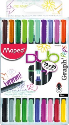 Набор капиллярных ручек GRAPH PEP'S DUO, 10 штук, 20 цветов, 0,4 мм, Maped, артикул:7379387 - Канцтовары Набор капиллярных ручек GRAPH PEP'S DUO, 10 штук, 20 цветов, 0,4 мм, Maped, артикул:7379387 - Канцтовары