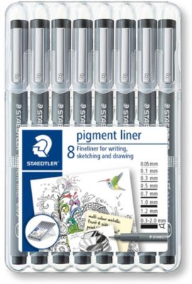 Набор капиллярных ручек Pigment liner, 8 шт.: (0,05/0,5/0,1/0,3/0,7/1,0/1,2/2,0 мм), цвет черный, Staedtler, артикул:7379412 - Канцтовары Набор капиллярных ручек Pigment liner, 8 шт.: (0,05/0,5/0,1/0,3/0,7/1,0/1,2/2,0 мм), цвет черный, Staedtler, артикул:7379412 - Канцтовары