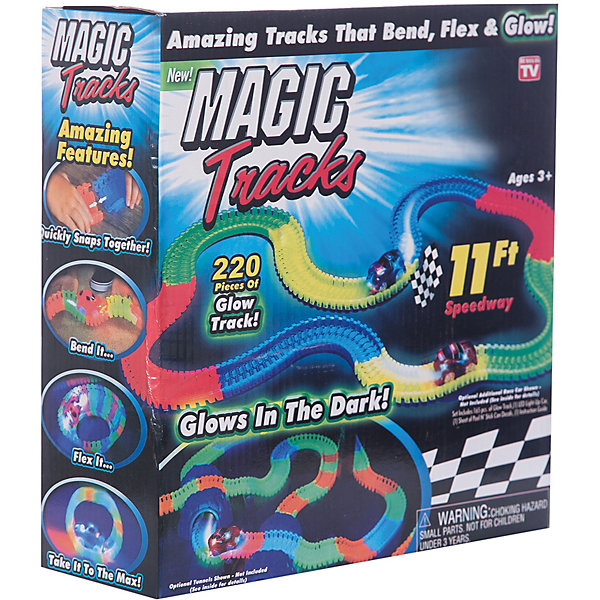 Гибкий трек Magic Tracks Ontel, 220 деталей Гибкий трек Magic Tracks Ontel, 220 деталейГибкие треки<br>Характеристики:<br><br>• возраст: от 3 лет;<br>• материал: пластик;<br>• в комплекте: 220 деталей, машинки светящаяся, подробная инструкция;<br>• тип батареек: 1 батарейка АА;<br>• наличие батареек: в комплект не входят;<br>• в собранном состоянии: 3,35м гоночной трассы;<br>• размер упаковки: 25х25х8 см;<br>• вес упаковки: 1,5 кг;<br><br>Уникальная игрушка для соревнований, да и просто забавного времяпрепровождения, представляет собой детали конструктора которые легко соединяются между собой образуя причудливую гоночную трассу. <br><br>Ребенок самостоятельно решает в каком направлении поедет автомобиль, создает препятствия и горки. Прямо во время игры трассу можно лего повернуть не останавливая движение машинок. <br><br>Конструктор собран полностью из экологически чистых и безопасных материалов.<br><br>Гибкий трек Ontel, 220 деталей. Magic Tracks можно купить в нашем интернет-магазине.<br><br>Ширина мм: 250<br>Глубина мм: 250<br>Высота мм: 80<br>Вес г: 1600<br>Возраст от месяцев: 36<br>Возраст до месяцев: 2147483647<br>Пол: Мужской<br>Возраст: Детский<br>SKU: 7434602