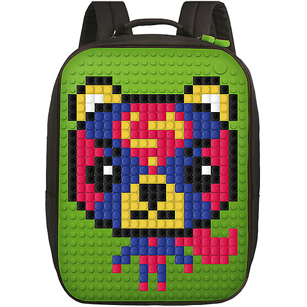 фото Пиксельный рюкзак большой (ортопедическая спинка) Upixel «Canvas classic pixel Backpack», зеленый