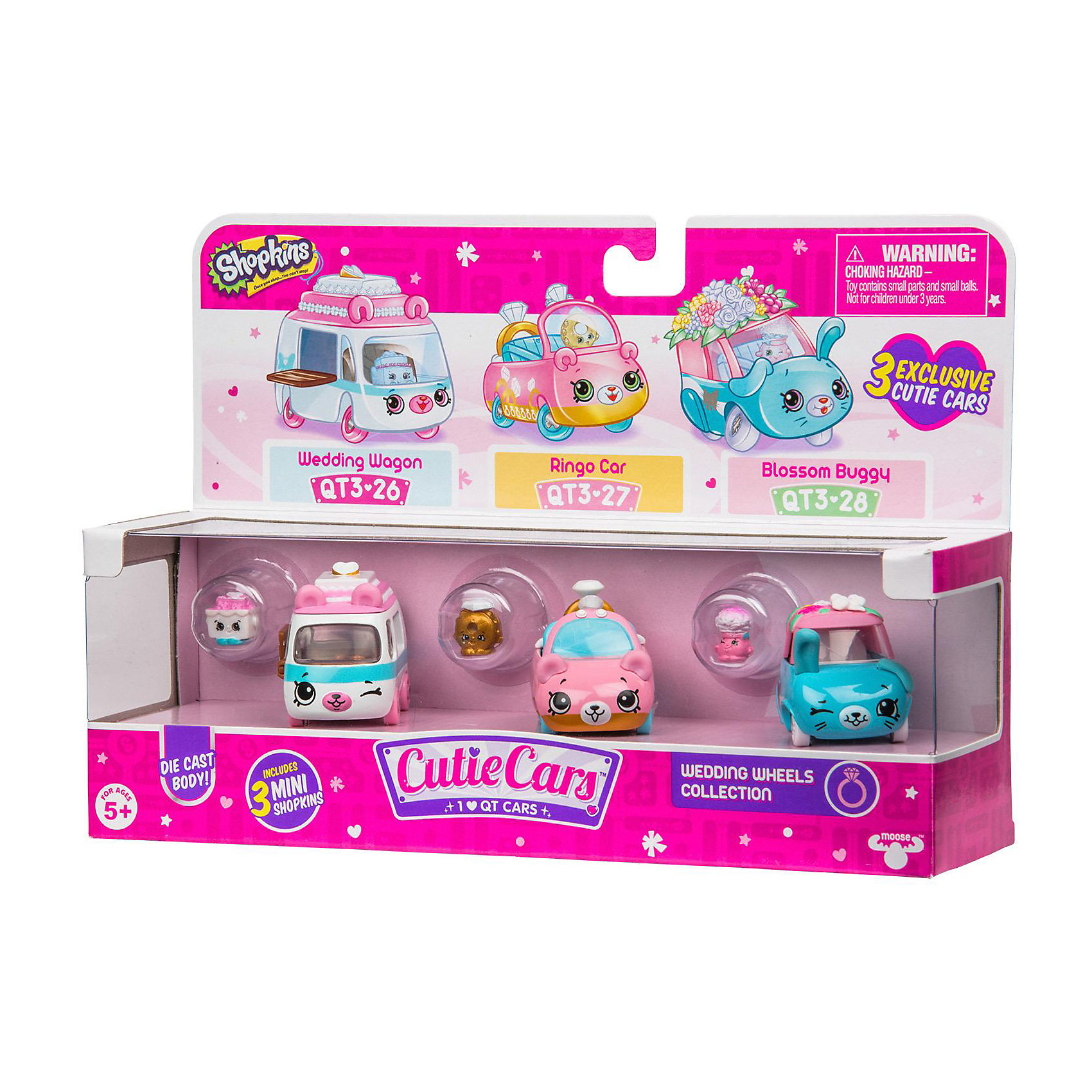 фото Набор машинок Moose "Cutie Cars" с фигурками Shopkins, Свадьба на колёсах