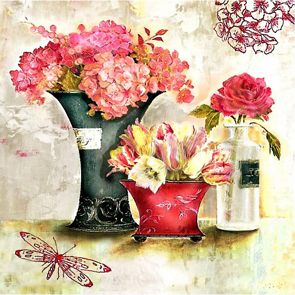 

Алмазная картина-раскраска Color KIT "Розовый аромат", 40х40 см, Разноцветный