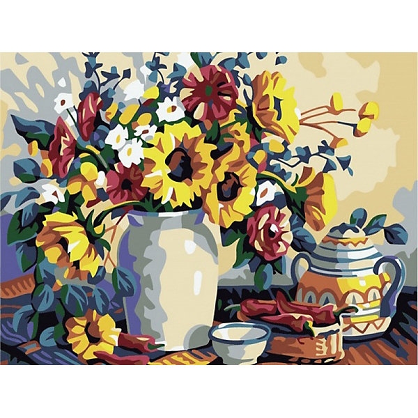 

Раскраска по номерам на картоне Color KIT "Натюрморт с подсолнухами", 30х40 см, Разноцветный