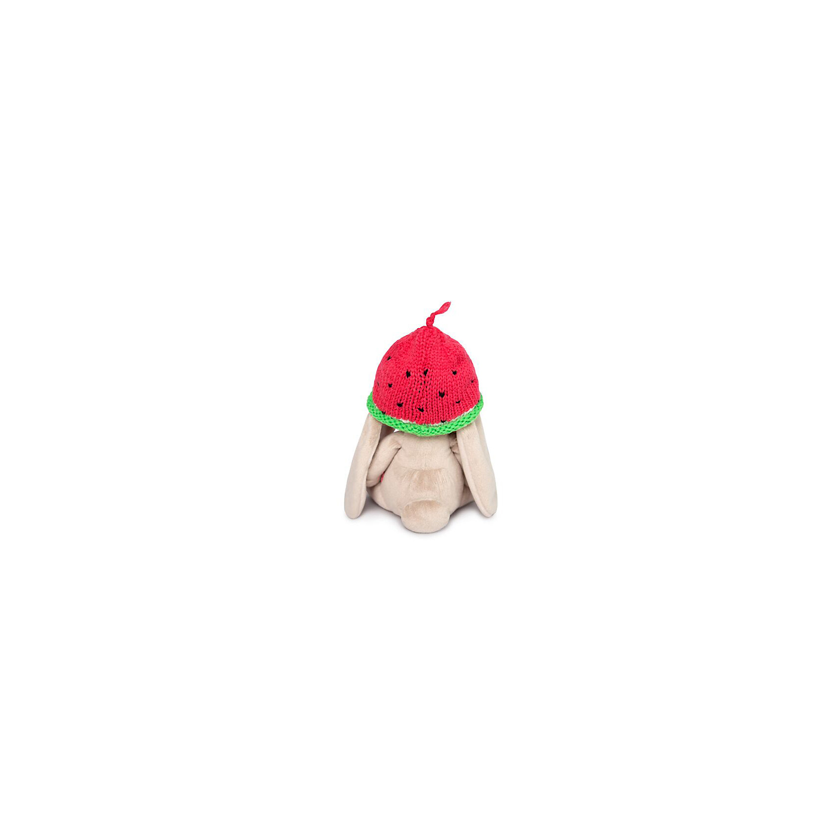 фото Мягкая игрушка Budi Basa Зайка Ми в вязаной шапке "Арбузик", 18 см
