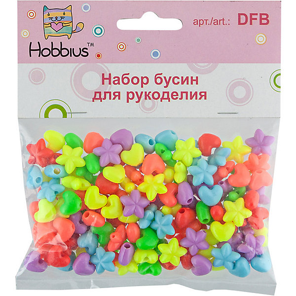 

Набор с бисером и бусами Hobbius "Конфетти"№ 3 звёздочки/сердечки