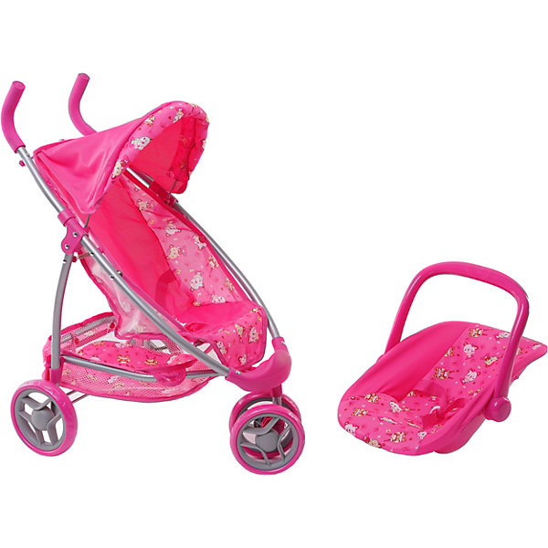 

Коляска для кукол Buggy Boom Nadin 2 в 1, розовая/мишки, Розовый