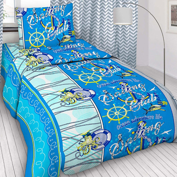 

Детское постельное белье 1,5 сп Letto, Парусный клуб, Синий