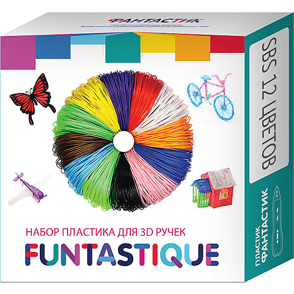 FUNtastique Комплект Pro/SBS-пластика Funtastique для 3д ручек, 12 цветов