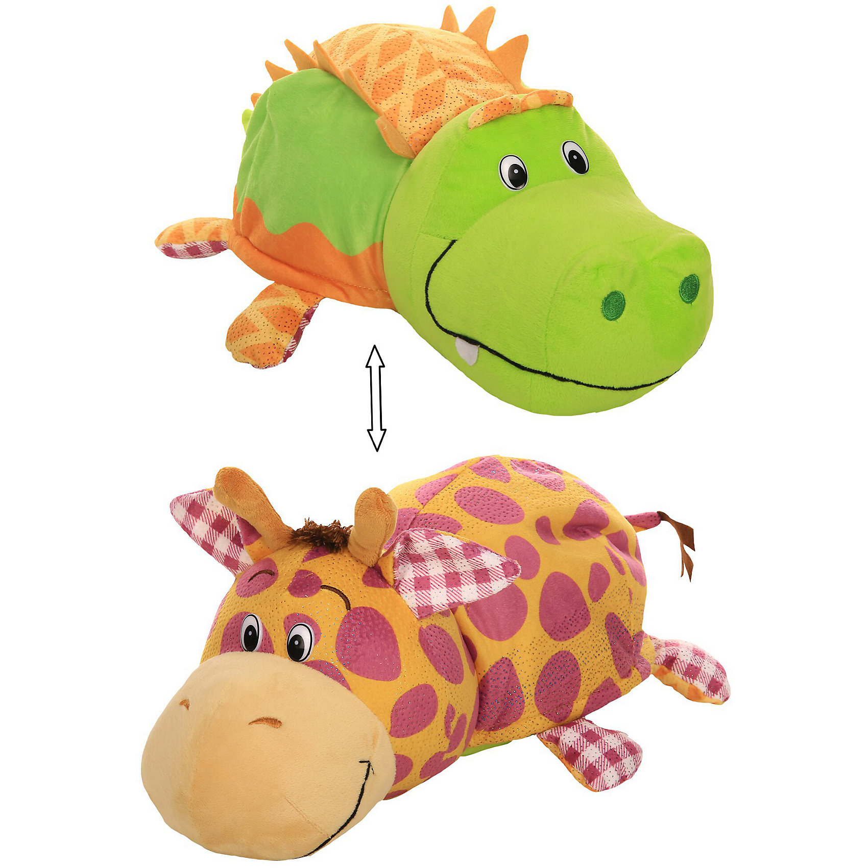 Мягкая игрушка-вывернушка "Ням-Ням" Крокодильчик с ароматом яблочного пирожка-Жираф с ароматом Арахисовой 1Toy 10265394