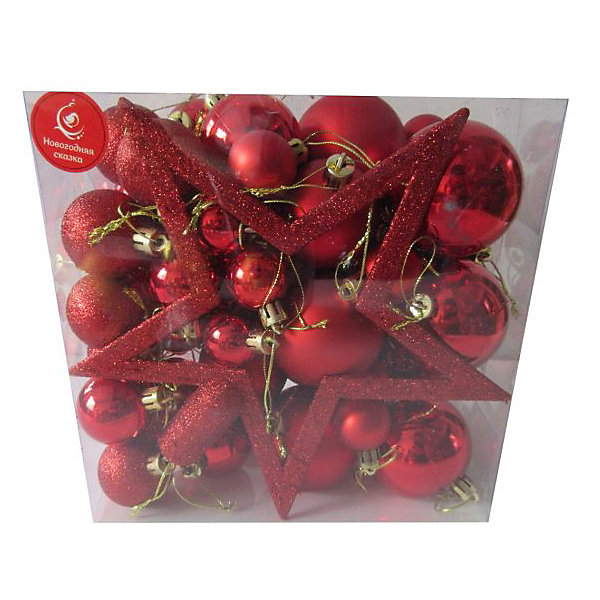 фото Набор ёлочных шаров Новогодняя сказка 50 шт, красный