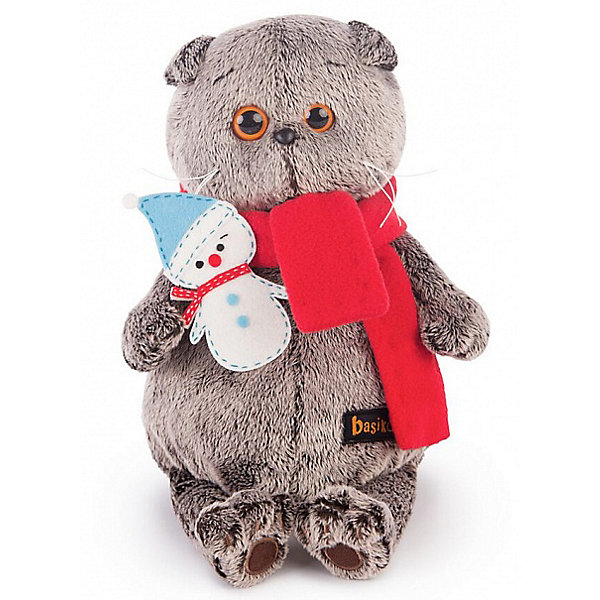 

Мягкая игрушка Budi Basa Кот Басик в шарфике со снеговичком, 19 см, Коричневый