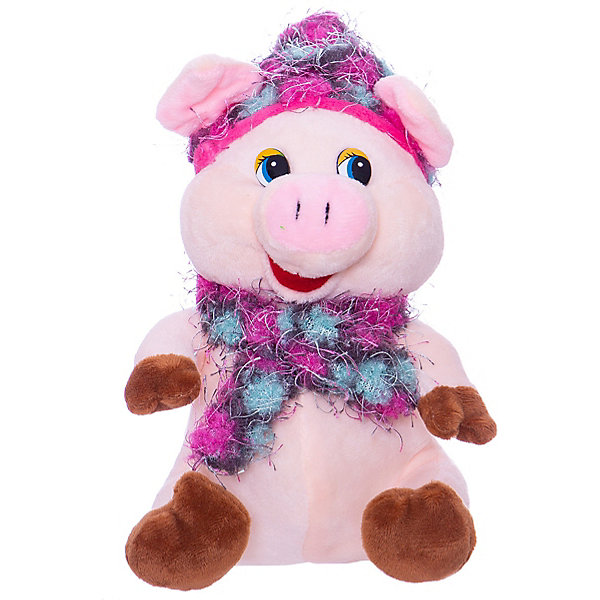 

Мягкая игрушка ABtoys Свинка в розовых шапочке и шарфике, 17 см., Розовый