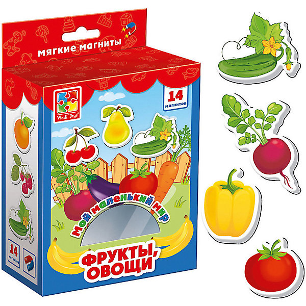 

Мягкие магниты Vladi Toys "Мой маленький мир" Овощи и фрукты