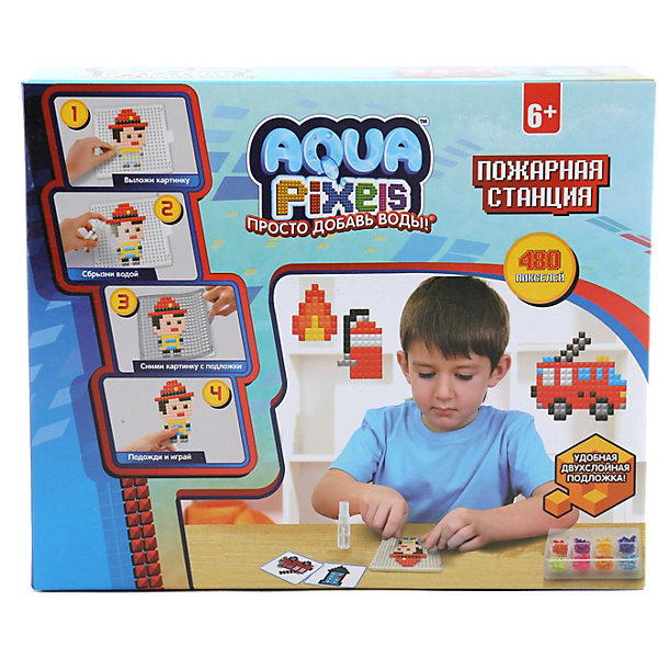 фото Набор для творчества 1Toy "Aqua pixels" Пожарная станция, 480 пикселей Lucky