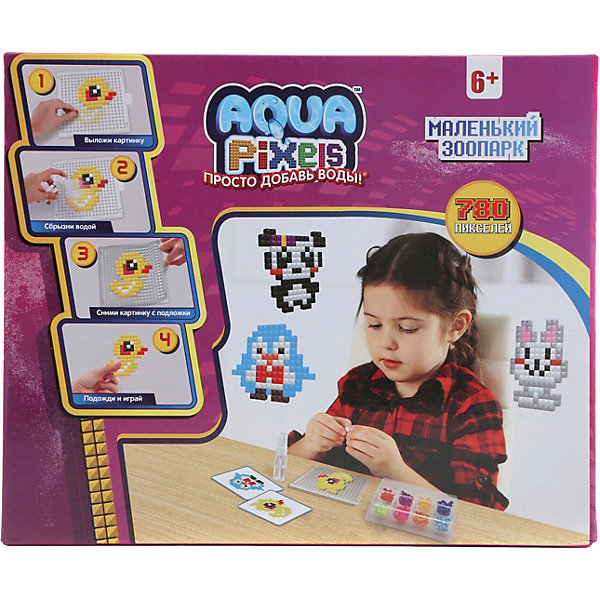 

Набор для творчества 1Toy "Aqua pixels" Маленький зоопарк, 780 пикселей, Разноцветный