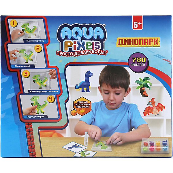 

Набор для творчества 1Toy "Aqua pixels" Динопарк, 780 пикселей, Разноцветный