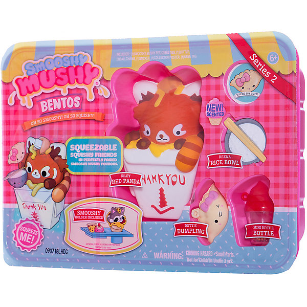 фото Игрушка-антистресс Smooshy Mushy Bento "Школьный завтрак", 2 серия, Красная панда Райли