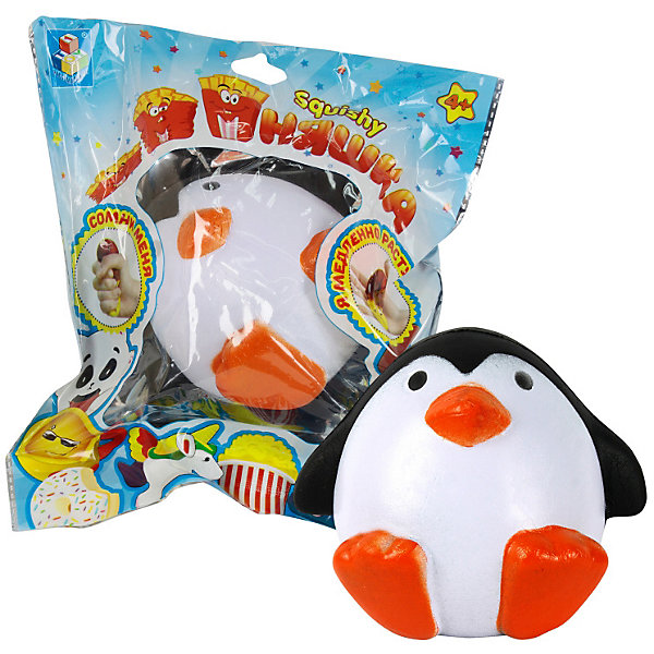 

Игрушка-антистресс 1Toy "Мммняшка" Сидящий пингвин, Разноцветный