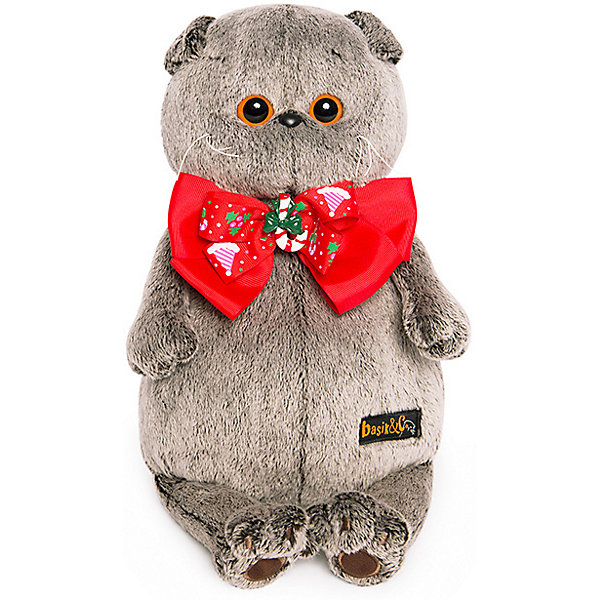 

Мягкая игрушка Budi Basa Кот Басик в новогоднем банте, 30 см, Коричневый