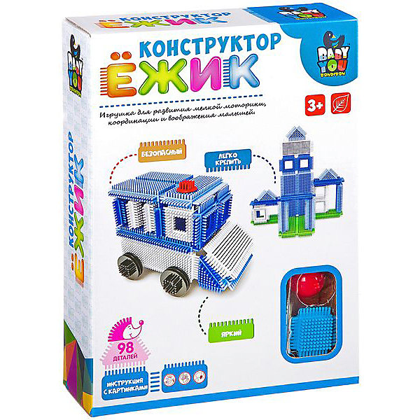 

Конструктор Bondibon "Ёжик" Машина + станция, 98 деталей