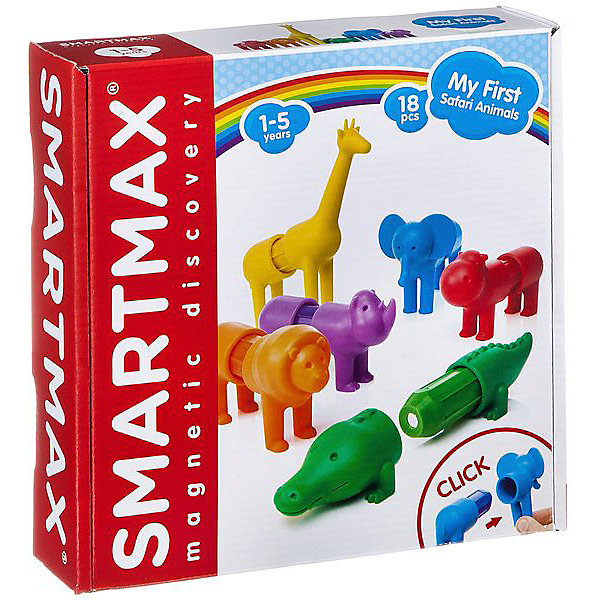 

Магнитный конструктор Bondibon "SmartMax" Мой первый сафари-зоопарк, 18 деталей