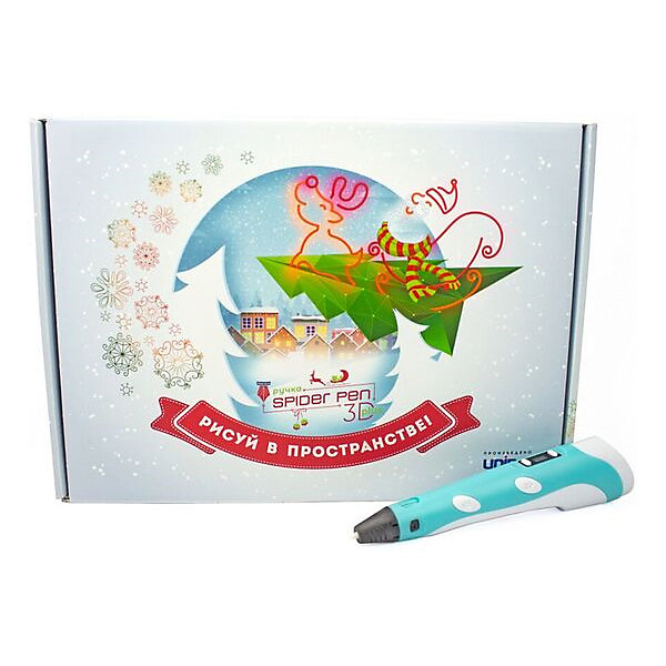 

Новогодний набор 3Д Ручка Spider Pen PLUS, Пластик, Трафареты, цвет Голубой, Синий