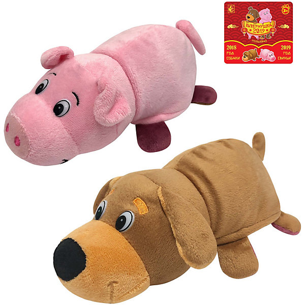 

Мягкая игрушка-вывернушка 1toy Собака-Свинья, 20 см, Разноцветный