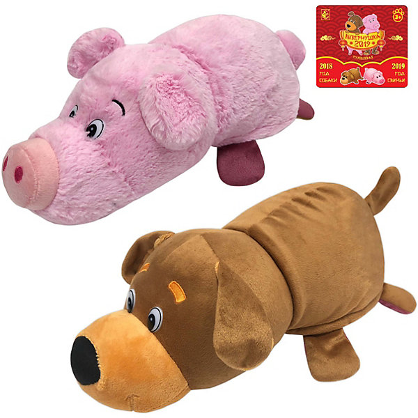 

Мягкая игрушка-вывернушка 1toy Собака-Свинья, 35 см, Разноцветный