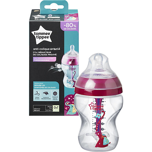 Tommee Tippee Бутылочка для кормления Tommee Tippee Advanced с усиленным антиколиковым клапаном и индикатором температуры, 260 мл., р