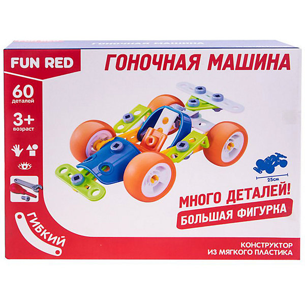 

Гибкий конструктор Fun Red Гоночная машина, 60 деталей, Разноцветный