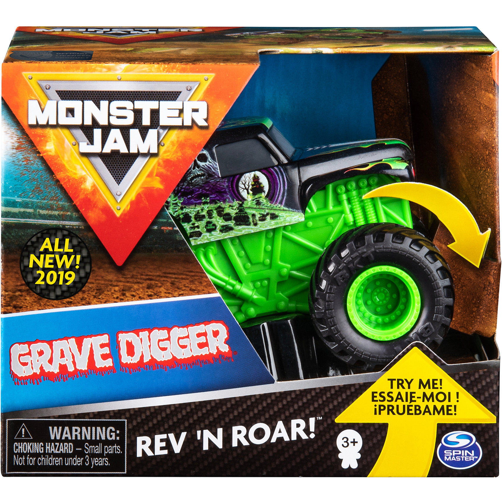 Машинка Monster Jam "Звуки мотора" Grave Digger Spin Master 10573747