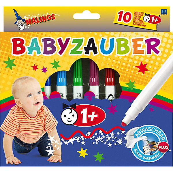 

Фломастеры Malinos Baby для малышей от 1 года, 10шт, Разноцветный