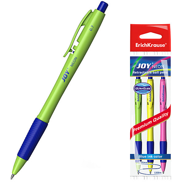 

Набор шариковых ручек ErichKrause "Joy Neon" Ultra Glide Technology, синий, 3 шт, Набор шариковых ручек ErichKrause "Joy Neon" Ultra Glide Technology, , 3 шт