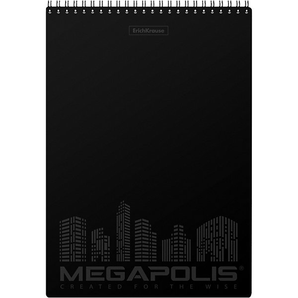 

Блокнот на спирали Erich Krause Megapolis, чёрный, А4, 80 листов, клетка, Разноцветный