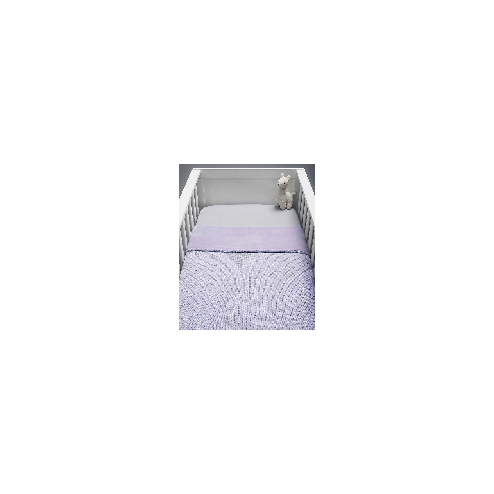 фото Вязаный плед с мехом Jollein "Melange knit" soft lilac, 75x100 см