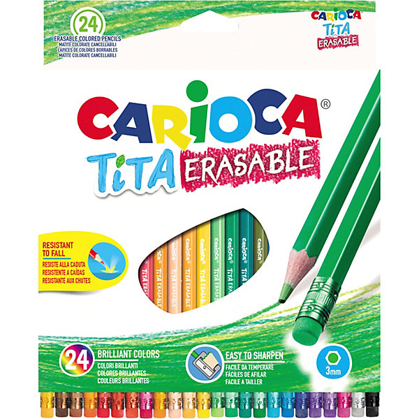 

Набор цветных карандашей Carioca "Tita Erasable" шестигранные, 24 цвета, Белый, Набор цветных карандашей Carioca "Tita Erasable" шестигранные, 24 цвета