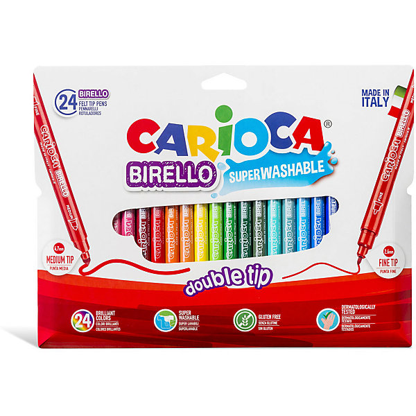

Набор двухсторонних фломастеров Carioca "Birello", 24 цвета, Белый, Набор двухсторонних фломастеров Carioca "Birello", 24 цвета