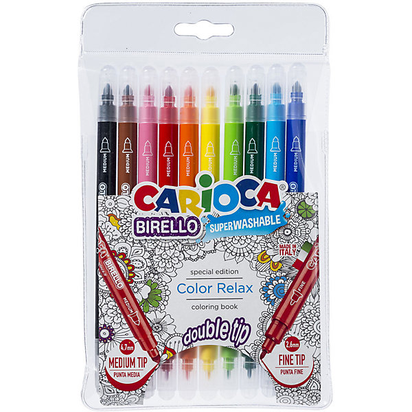

Набор двусторонних фломастеров Carioca "Birello", 10 цветов, Белый