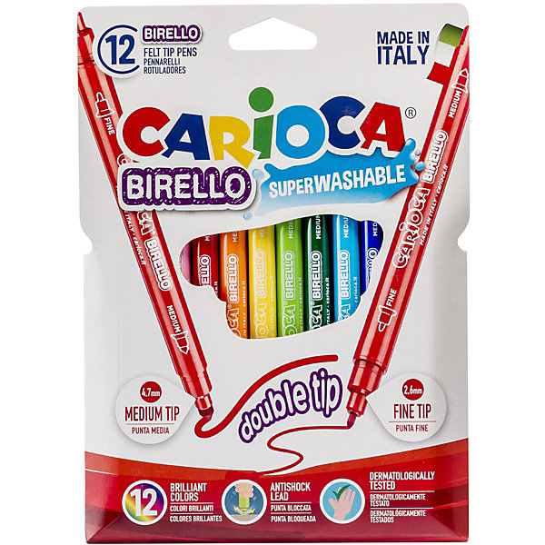 

Набор двусторонних фломастеров Carioca "Birello", 12 цветов, Белый