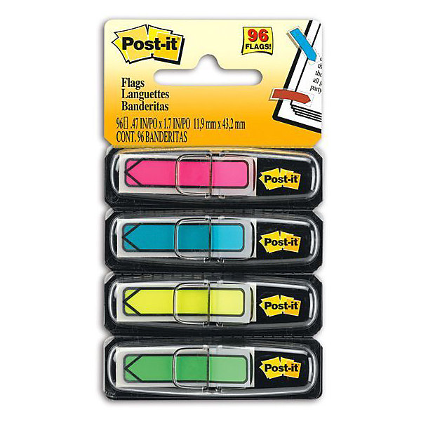 

Закладки-стрелки 3M "Post-It Index", 4 неоновых цвета, Черный